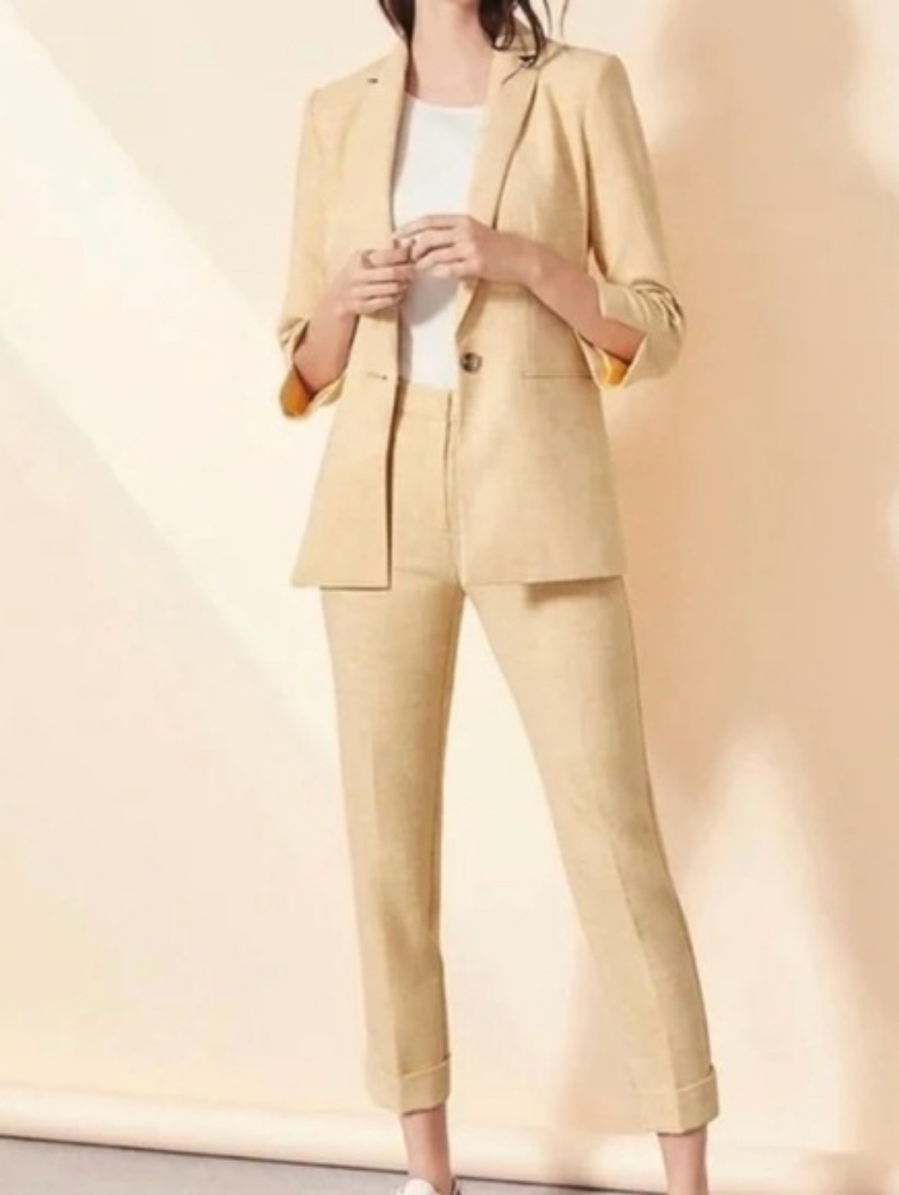 Ann Taylor Yellow 3/4 Sleeve Blazer Jacket Sz: 00P - Picture 13 of 16